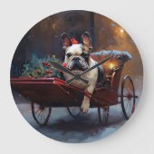 Franse Bulldog Kerstmis Feestelijk Seizoen Grote Klok (Voorkant)