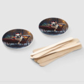 Franse Bulldog Kerstmis Feestelijk Seizoen Handwaaier (Niet-gemonteerd)