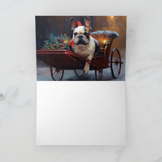 Franse Bulldog Kerstmis Feestelijk Seizoen Kaart (Binnen)