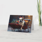 Franse Bulldog Kerstmis Feestelijk Seizoen Kaart (Voorkant)