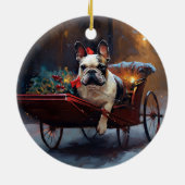Franse Bulldog Kerstmis Feestelijk Seizoen Keramisch Ornament (Achterkant)