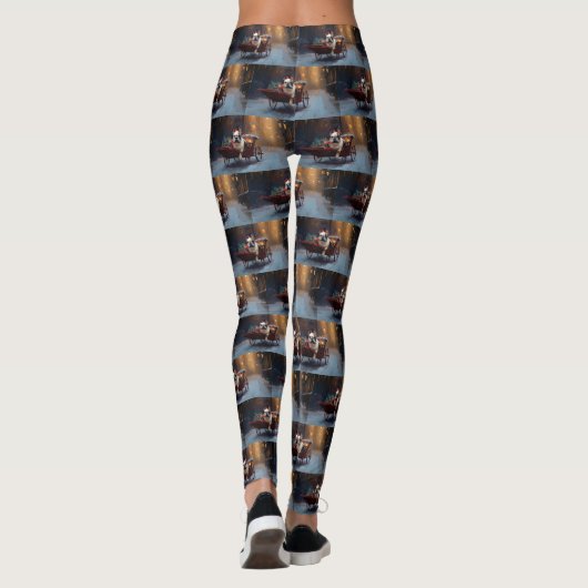 Franse Bulldog Kerstmis Feestelijk Seizoen Leggings (Achterkant)