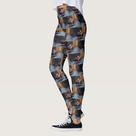 Franse Bulldog Kerstmis Feestelijk Seizoen Leggings (Links)