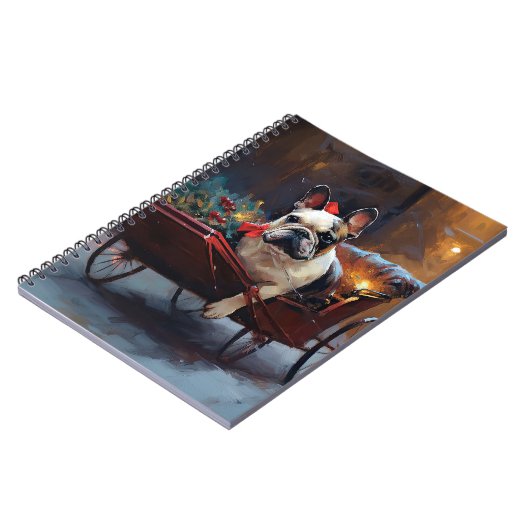 Franse Bulldog Kerstmis Feestelijk Seizoen Notitieboek (Linkerzijde)