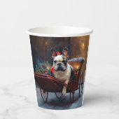 Franse Bulldog Kerstmis Feestelijk Seizoen Papieren Bekers (Achterkant)