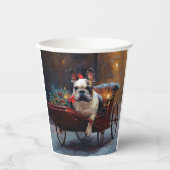Franse Bulldog Kerstmis Feestelijk Seizoen Papieren Bekers (Voorkant)
