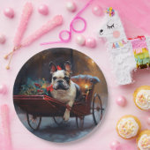 Franse Bulldog Kerstmis Feestelijk Seizoen Papieren Bordje (Feest)