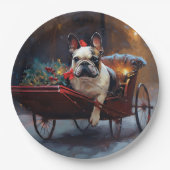 Franse Bulldog Kerstmis Feestelijk Seizoen Papieren Bordje (Voorkant)