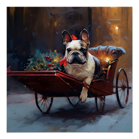 Franse Bulldog Kerstmis Feestelijk Seizoen Perfect Poster (Voorkant)