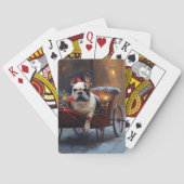 Franse Bulldog Kerstmis Feestelijk Seizoen Pokerkaarten (Achterkant)