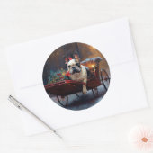 Franse Bulldog Kerstmis Feestelijk Seizoen Ronde Sticker (Envelop)