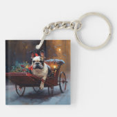 Franse Bulldog Kerstmis Feestelijk Seizoen Sleutelhanger (Achterkant)