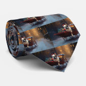 Franse Bulldog Kerstmis Feestelijk Seizoen Stropdas (Opgerold)