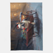 Franse Bulldog Kerstmis Feestelijk Seizoen Theedoek (Verticaal)