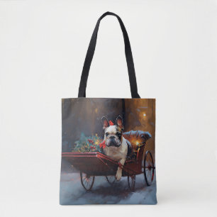 Franse Bulldog Kerstmis Feestelijk Seizoen Tote Bag