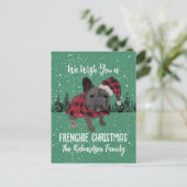 Franse Bulldog Kerstmis Gepersonaliseerde Hond Fre Briefkaart (Staand voorkant)