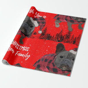 Franse Bulldog Kerstmis Gepersonaliseerde Hond Fre Cadeaupapier