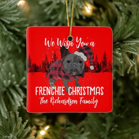Franse Bulldog Kerstmis Gepersonaliseerde Hond Fre Keramisch Ornament (Boom)