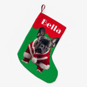 Franse Bulldog Kerstmis huisdier schattige honden  Kleine Kerstsok (Voorkant (Hangend))