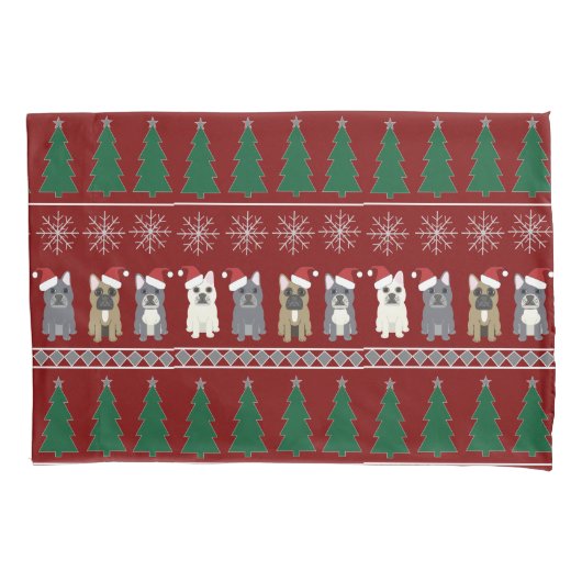 Franse Bulldog Kerstmis Kussensloop (Voorkant)