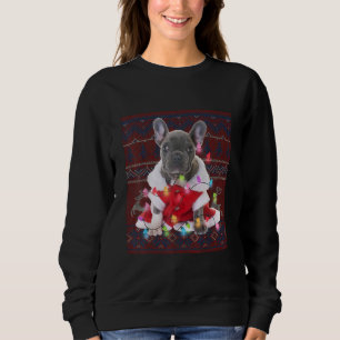 Franse Bulldog Kerstmis licht lustig Sweater Dog