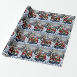Franse Bulldog Kerstmis Rode Truck Vakantie Cadeaupapier