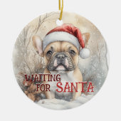 Franse Bulldog Kerstmis Wachten op Santa Dog Keramisch Ornament (Voorkant)