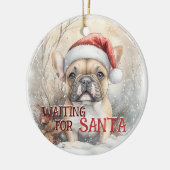 Franse Bulldog Kerstmis Wachten op Santa Dog Keramisch Ornament (Links)