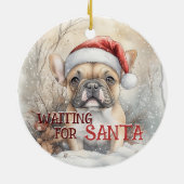 Franse Bulldog Kerstmis Wachten op Santa Dog Keramisch Ornament (Achterkant)