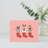 Franse Bulldog Kerstmutsen Briefkaart (Staand voorkant)
