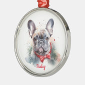 Franse Bulldog Kerstornament Metalen Ornament (Links)