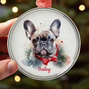Franse Bulldog Kerstornament Metalen Ornament