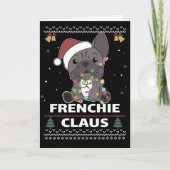 Franse Bulldog kerstpun FRENCHIE CLAUS-kaart Kaart (Voorkant)