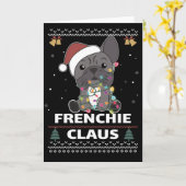 Franse Bulldog kerstpun FRENCHIE CLAUS-kaart Kaart (Gele Bloem)