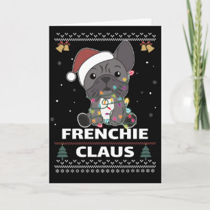 Franse Bulldog kerstpun FRENCHIE CLAUS-kaart Kaart