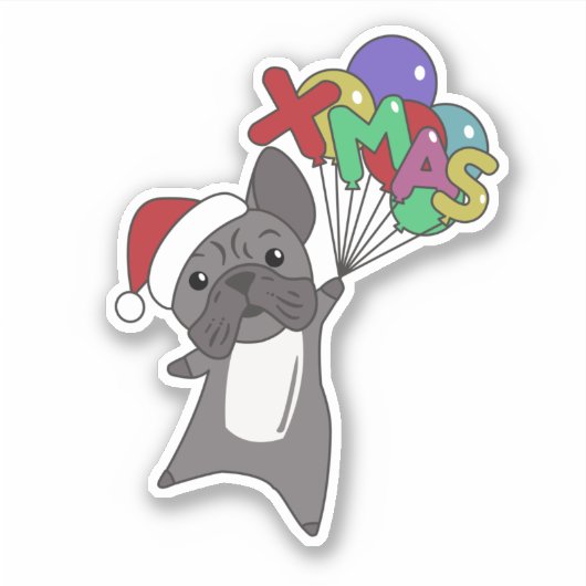 Franse Bulldog Kerstsneeuwwinterdieren Sticker (Voorkant)
