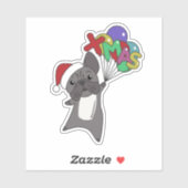 Franse Bulldog Kerstsneeuwwinterdieren Sticker (Vel)