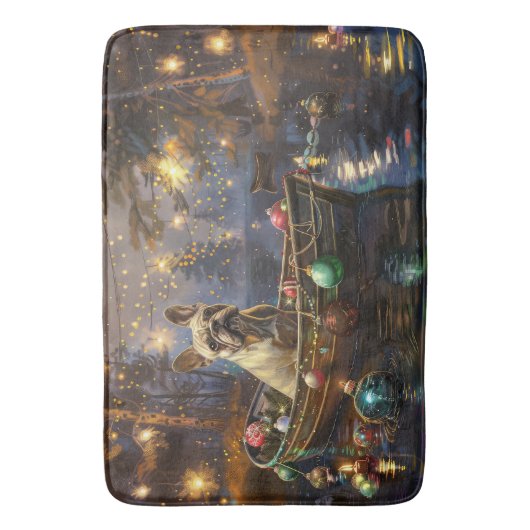 Franse Bulldog kerstvakantie Badmat (Voorkant Verticaal)