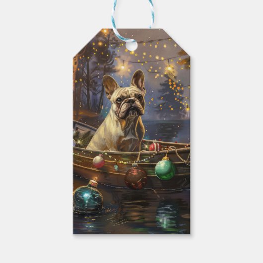 Franse Bulldog kerstvakantie Cadeaulabel (Voorkant)