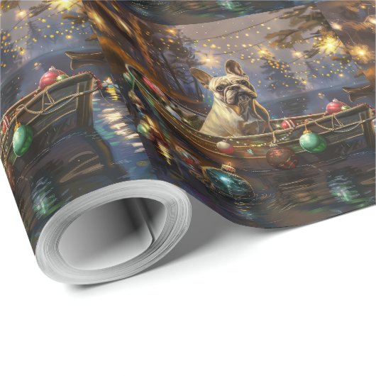 Franse Bulldog kerstvakantie Cadeaupapier (Rol Hoek)