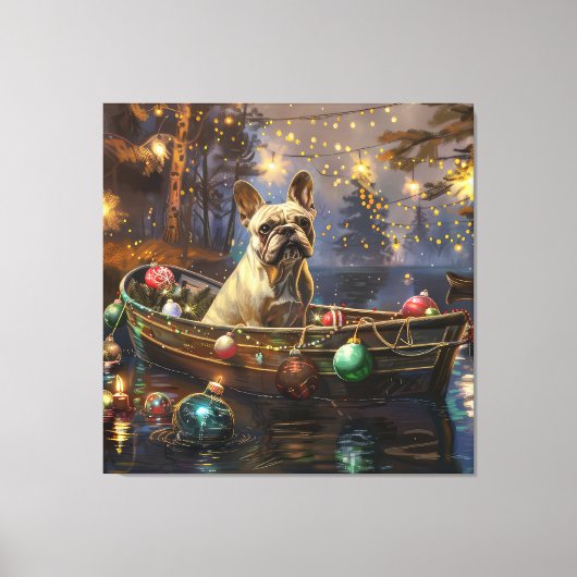 Franse Bulldog kerstvakantie Canvas Afdruk (Voorkant)