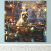 Franse Bulldog kerstvakantie Canvas Afdruk (Insitu (Houten vloer))