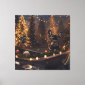 Franse Bulldog kerstvakantie Canvas Afdruk (Voorkant)