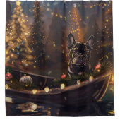 Franse Bulldog kerstvakantie Douchegordijn (Voorkant)