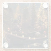 Franse Bulldog kerstvakantie Glazen Onderzetter (Achterkant)