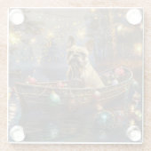 Franse Bulldog kerstvakantie Glazen Onderzetter (Achterkant)