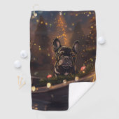 Franse Bulldog kerstvakantie Golfhanddoek (Insitu)