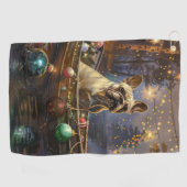 Franse Bulldog kerstvakantie Golfhanddoek (Horizontaal)
