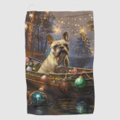 Franse Bulldog kerstvakantie Golfhanddoek (Voorkant)