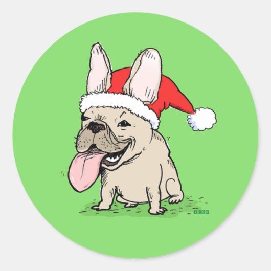 Franse Bulldog Kerstvakantie | Grappige hond Xmas Ronde Sticker (Voorkant)